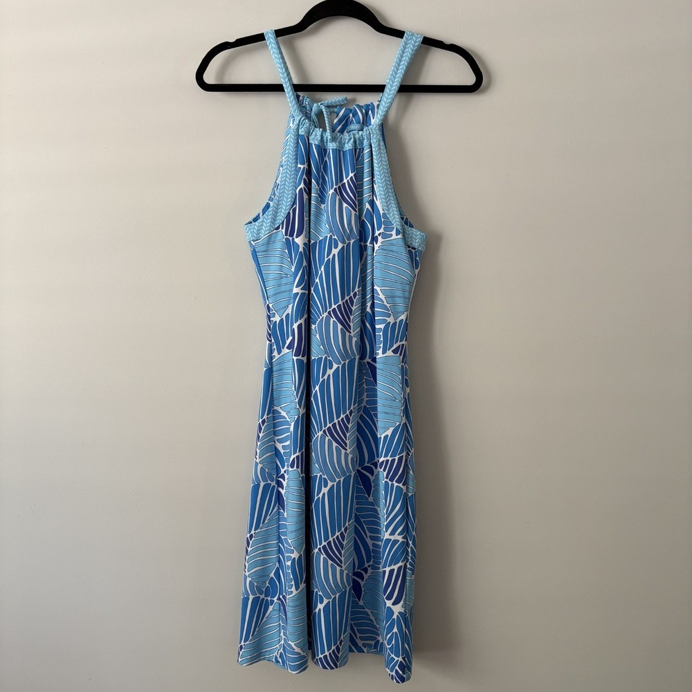 NWT J Mclaughlin Catalina Cloth Sleeveless Halter Dress Blue Sz S Preppy Coastal